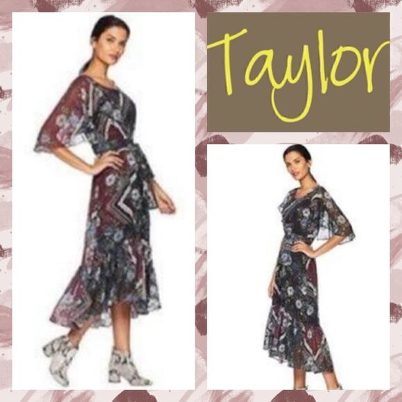 🌻NWT MSRP $128 Taylor Short Sleeve Print Dress Women's Size 10 - Picture 1 of 8
